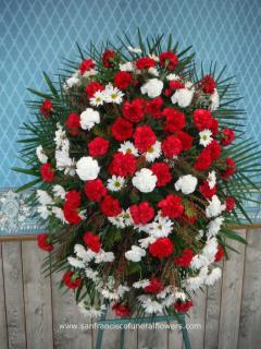 Red and White Carnation Standing Spray